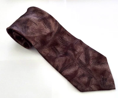 Henry Grethel 男式领带 100% 真丝棕色领带 — 第 1/3 张图片