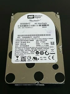 WD VelociRaptor WD5000BHTZ 500GB 10K RPM 64MB 6Gbps SATA 2.5" Hard Drive - Picture 1 of 2