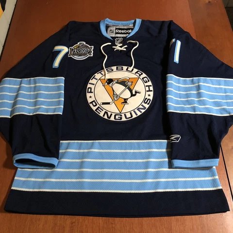 Reebok Evgeni Malkin Pittsburgh Penguins 2011 NHL Winter Classic Jersey Blue M Cover