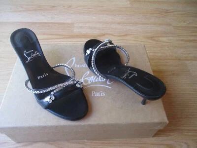 $1145 Christian Louboutin Iza Queen 55 Crystal Embellished Mule 36.5 US 6.5 NEW - Image 1 of 4