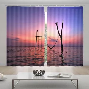 A Swinging Swing 3D Blockout Photo Print Curtain Fabric Curtains Window - Foto 1 di 10