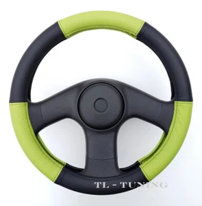 Lenkradbezug Echtes Leder GRÜN-SCHWARZ Lenkradhülle, Lenkradschoner  Ø 39 - 41 - Bild 1 von 4