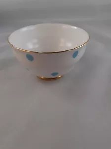 Royal Vale Polka Dot Sugar Bowl Baby Blue Bone China Vintage British - Picture 1 of 5