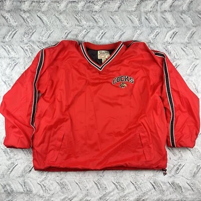 复古运动夹克男式 XL 风衣 90 年代红色尼龙套衫 Cocks USC — 第 1/4 张图片