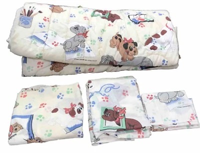Juego de cama doble de 4 piezas para cachorros libras de colección de los 80 sábanas planas/ajustadas edredón funda de almohada Foto 1 de 4