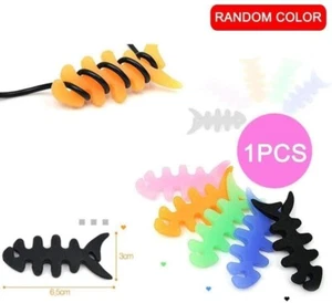 (Random color) 5X Thin Colourful Plastic Fishbone Earphone Cable Winder 5PCS - Picture 1 of 8