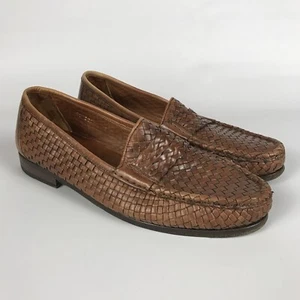 BRUNO MAGLI Key Loafers Woven Basket Weave - Mens Size 9 - Brown Leather - Picture 1 of 9