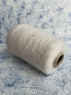 Alpaca Silk Fluffy Yarn Color White 100g/ 1000m,  per 100g (3.52oz) - Image 1 of 4
