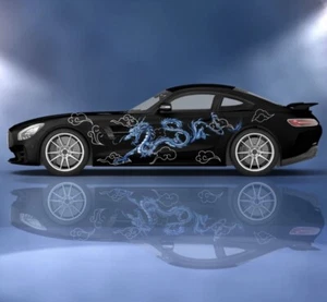 Dragon Car Decal; Dragon Flaming Car Decal; Both Sides, Custom Flame Decals - Bild 1 von 1