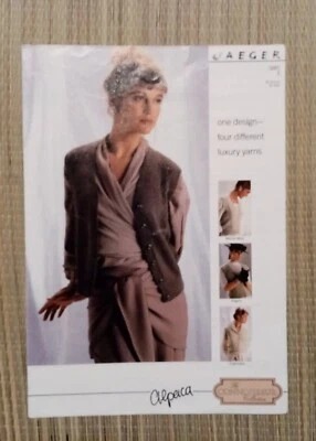 Sleeveless Cardigan Knitting Pattern Jaeger 8551 in Four Different Yarns - Image 1 of 3