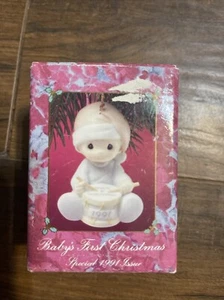 Precious Moments 527084 Baby's First Christmas Ornament (Boy), Vessel, 1991 NEW - Picture 1 of 10