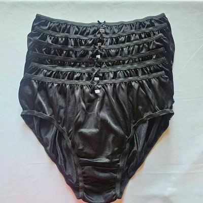 6Pcs Plus Bikini Panties Underwear Woman Nylon Comfort Soft Mid-Waist /Black/3XL - Image 1 of 4
