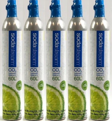 SodaStream CO2 Cylinder SCREW IN FULL 60 Liter Set of 5 Bottles Sealed - Image 1 of 4