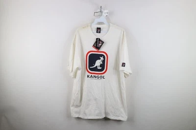 Camiseta Deadstock Vintage Anos 90 Kangol Masculina Grande Manga Curta Branca - Imagem 1 de 4
