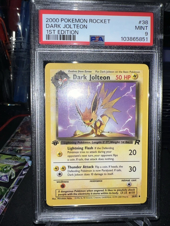 2000 Team Rocket Dark Jolteon #38 1st Edition Non-Holo PSA 9 - Image 1 of 2