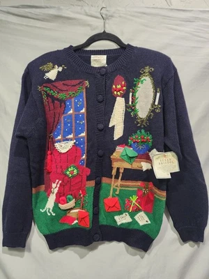 Cárdigan suéter mediano vintage 1994 Susan Bristol abotonado Navidad Foto 1 de 4