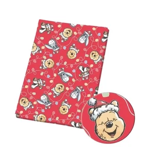 Rote Weihnachtsbeleuchtung Winnie Eeyore Puuh 100 % Baumwollstoff Polyester 50 x 145 cm - Bild 1 von 1