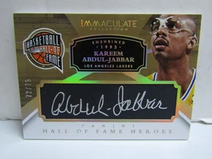 2014-15 Immaculate #20 Kareem Abdul Jabbar Hall Of Fame Heroes Auto /75 Lakers - Picture 1 of 2
