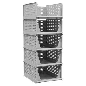 5 Pack Folding Closet Organizers Storage Box, Stackable Plastic Drawer Basket... - Picture 1 of 6