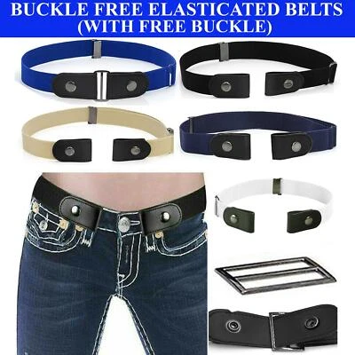 Enzo Buckle Free Elastic Belts Mens Womens No Hassle Jeans Trousers Stretch Belt