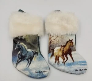 Lot Of 2 Christmas Mini 6” Stocking Fur Horses Persis Clayton Weirs - Picture 1 of 6