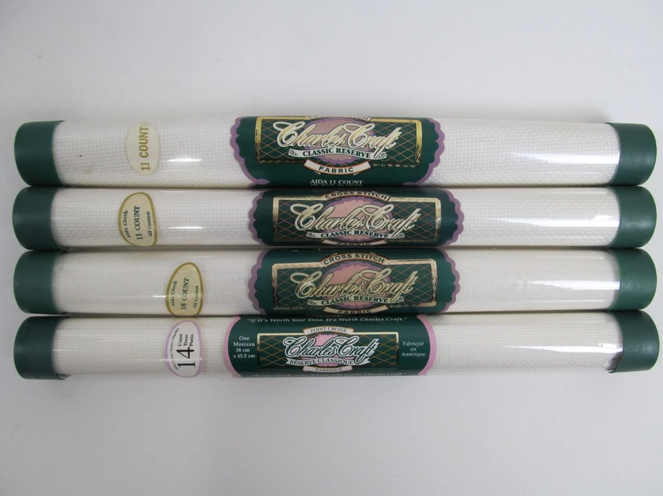 Charles Craft 100 Cotton Aida Cloth 15x18 Cross Stitch Fabric - 11 Count White