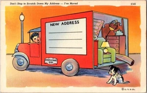 AK Humor Moving Co Don't Stop To Scratch Leinen 1938 - Bild 1 von 2