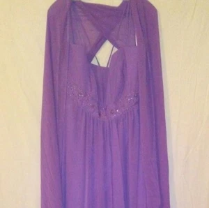 David's Bridal Size 22 Beaded Chiffon Long Formal dress with scarf/shawl - Picture 1 of 5