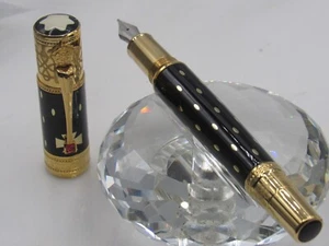 GORGEOUS GREAT WRITERS LUXURY SERIES BLACK/GOLD LARGE FOUNTAIN PEN - Picture 1 of 5