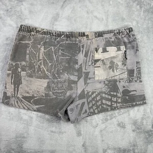 Pantalones Cortos Vintage Jimmy Z Hombres Gris Estampado California Playa Surf Años 80 Cordón Retro - Imagen 1 de 15