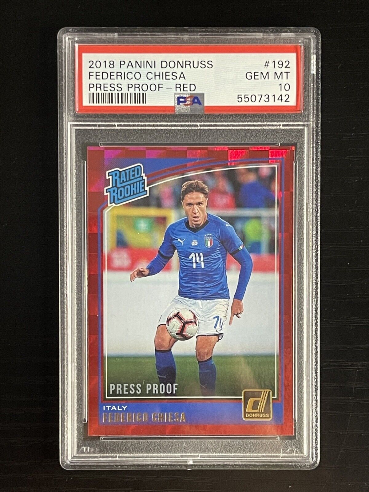 2018 Panini Donruss #192 Federico Chiesa Rated Rookie Press Proof Red PSA 10