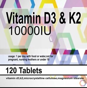 Vitamin D3 & K2 10000IU x 120 Tablets