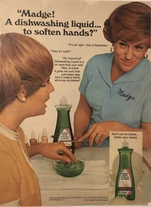1970 Palmolive Dishwashing Liquid PRINT AD Madge Dish Soap Soften Hands VTG 70s - Picture 1 of 5