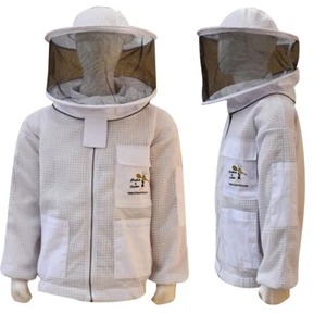 Beekeeping Ventilated Jacket Three Layer Ultra Mesh with Round Veil In White - Photo 1/5