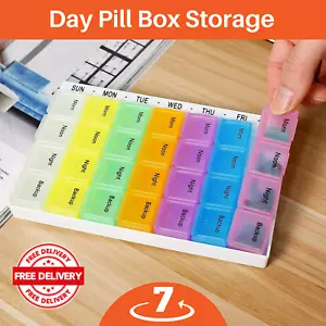 7 Day Pill Box Storage Case Holder Weekly Medicine Tablet Organizer Container - Picture 1 of 10