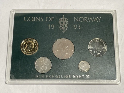 SEALED 5 Coins of Norway 1993 Den Kongelige Mynt Mint Set Uncirculated Cover