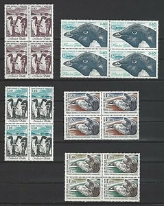 FSAT, TAAF SC#89-93, Adelle Penguins & Sea Leopard in Blocks of 4 Mint NH w/OG - Picture 1 of 4