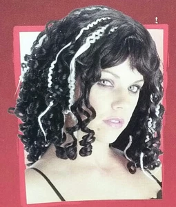 Women's Victorian Curly Streaked Black and White Vampire Wig - Picture 1 of 1