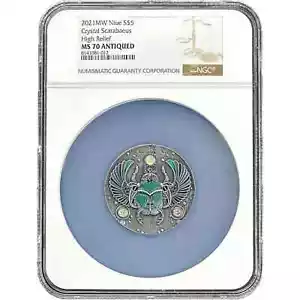 2021 Silver Crystal Scarabaeus Coin - 2 Oz | MS70 Mint - Picture 1 of 4