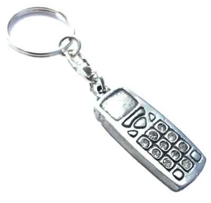 Mobile Phone Handcrafted In Pewter Key ring With Diamonte Stones Hin-KR0632 - Picture 1 of 3