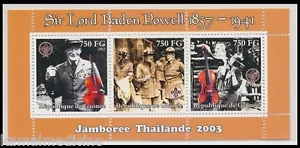 Guinea 2002 MNH SS, Baden Powell Boy Scouts, Violín Boca Órgano Música - Imagen 1 de 1