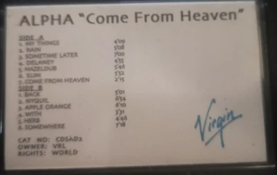 Alpha - Come from Heaven - PROMO Cassette - Virgin / Chop 'Em Out - Image 1 of 4