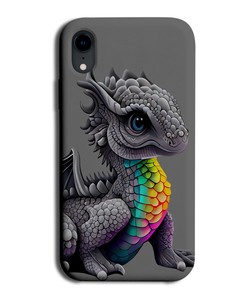 Stylish Kids Dragon Phone Case Cover Rainbow Belly Dragons Childrens Grey AD43