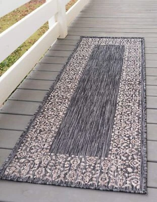 Unique Loom Outdoor Border Collection Area Rug - Floral Border (2' x 6' 1" Ru... - Image 1 of 4