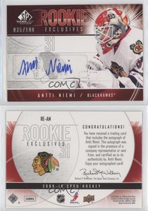 2009-10 SP Game Used Edition Exclusives /100 Antti Niemi #RE-AN Rookie Auto RC