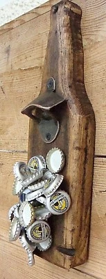 Wand Flaschenöffner bronzefb 2 Neodymmagnete Altholz Fichte antik Vintage Look - Bild 1 von 4