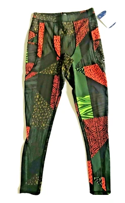 New WITHOUT WALLS Patchwork Print Compression Leggings Running Tight Pant sz L - Image 1 of 4