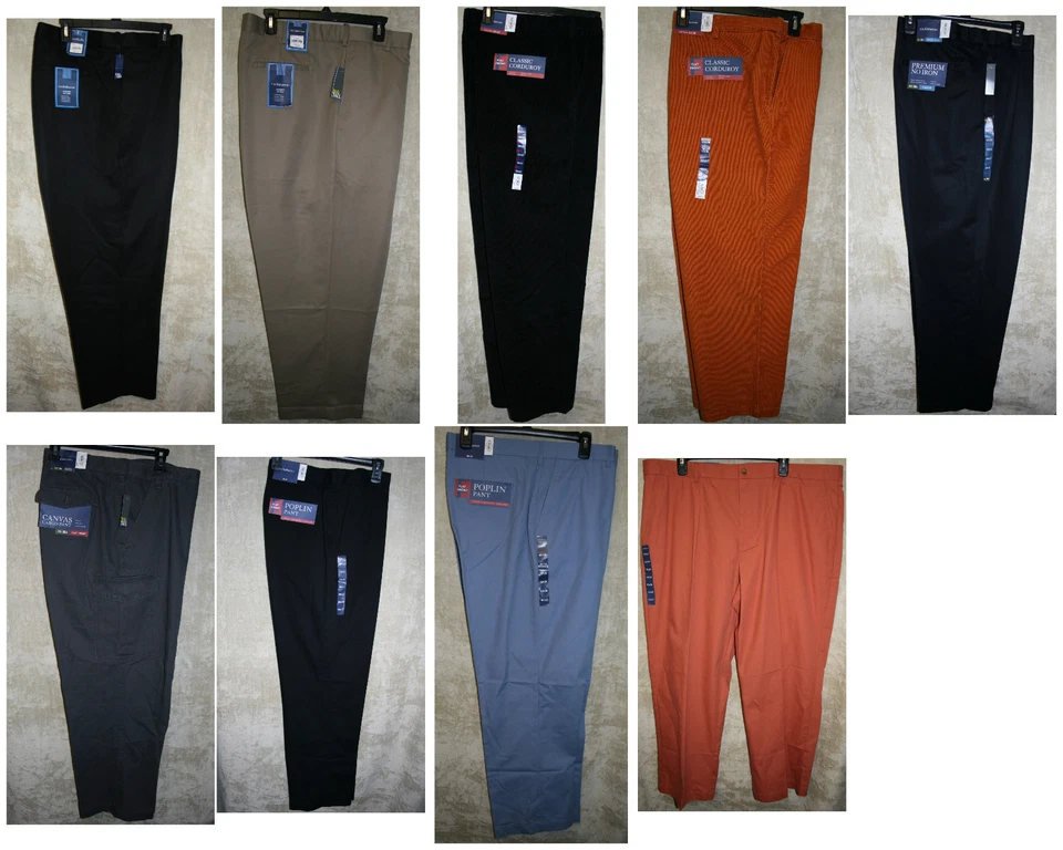 Croft & Barrow Flat/Pleat front Long pants 4 pocket zipper Dress Corduroy Khaki - Image 1 of 1