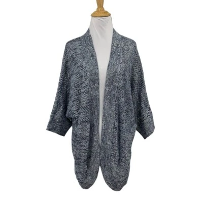 Chicos Cárdigan Mujer 3 Azul Plateado Metálico Cleo Frente Abierto Dolman Suéter Foto 1 de 4