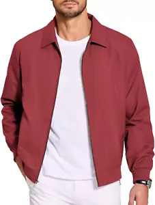 Men'S Lightweight Jackets Casual Bomber Windbreaker Zip up Collared Jacket Golf - Picture 1 of 12